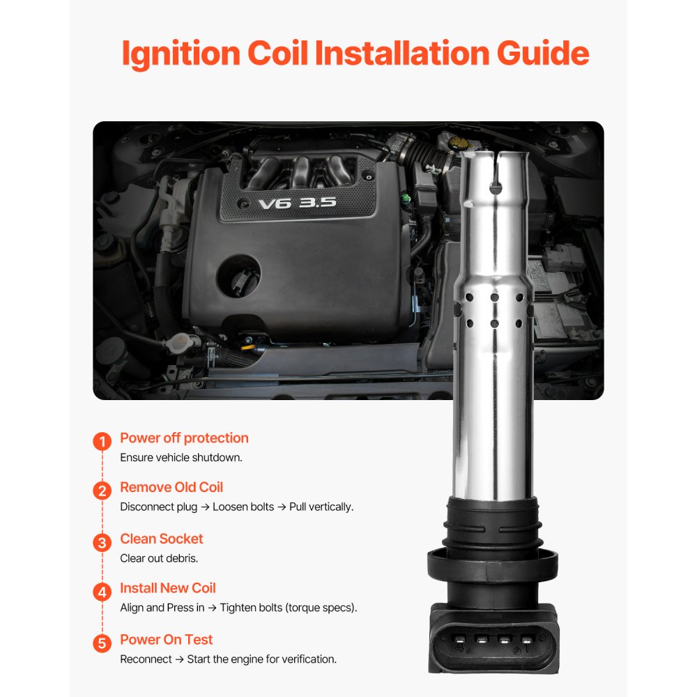 VEVOR Set da 4 La Bobina di Accensione, per Veicolo Fornisce Energia Sufficiente per Accendere Aria e Carburante, Garantendo un Funzionamento Regolare del Motore Compatibile con Audi A1, A3