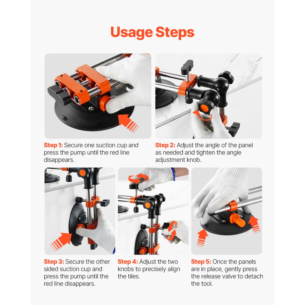 VEVOR Joint Setter, 2-Pack Granite Joint Connectors with 152 mm Vacuum Suction Cups, Stone Setter for Joining & Leveling Joints, 90°-120° Adjustable, Ideal for Tile & Marble Slabs