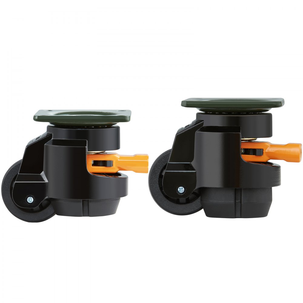 VEVOR Ruote Girevoli per Mobili Set di 4 Ruote Livellanti per Carichi Pesanti Capacità di Carico Max. 500 kg Diametro 50,8 mm, Ruote Girevoli Regolabili con Piedini per Mobili Banco di Lavoro 4 Pezzi