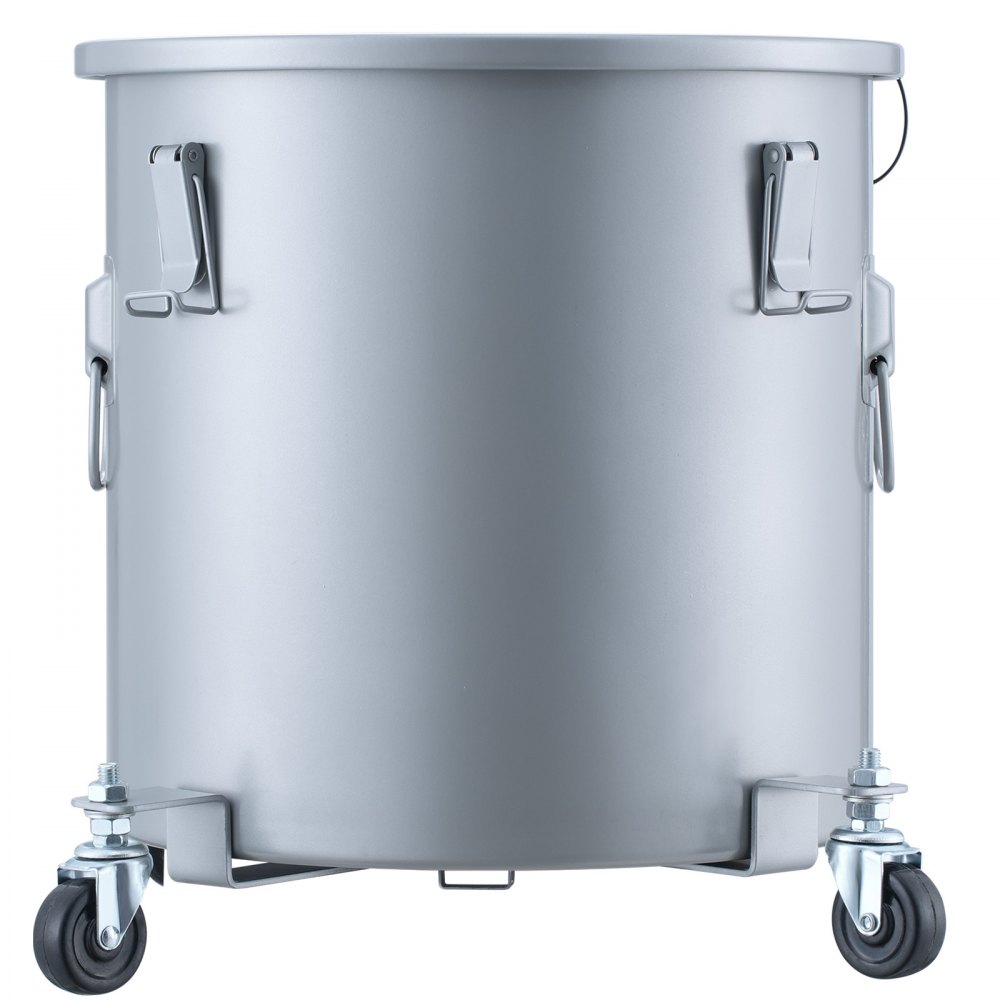 VEVOR Secchio per Grasso di Friggitrice, Contenitore per Smaltimento Olio da 16 Gal, Rivestimento in Acciaio al Carbonio, Contenitore per Il Trasporto dell'Olio Coperchio, Clip di Chiusura, Grigio
