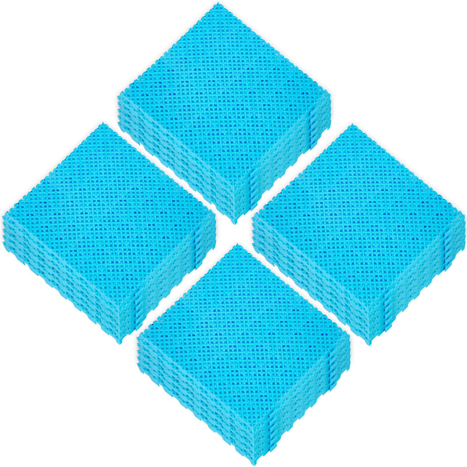VEVOR Set di Piastrelle a Incasso per Pavimento 30x30 cm, Piastrelle ad Azzurro da Esterno in Polipropilene 25 Pezzi, Adatto per Piscina Giardino, Piastrelle per Superfici Scivolose in Cemento o Legno