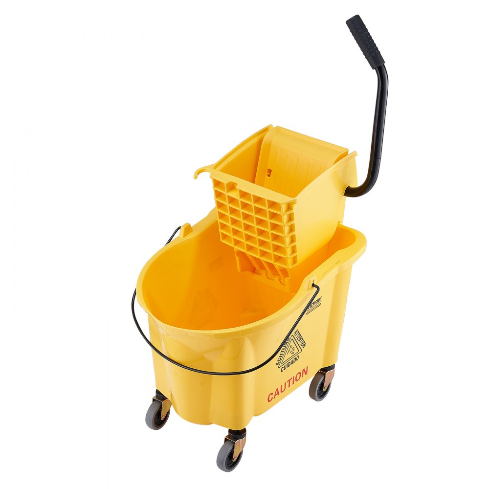 VEVOR Secchio per Mocio con Strizzatore 38,54 dm3 Secchio per Mop Commerciale con Strizzatore a Pressione Laterale, Secchio per Mop a Pressione Laterale, Strizzatore Combinato su Ruote, per Pulire