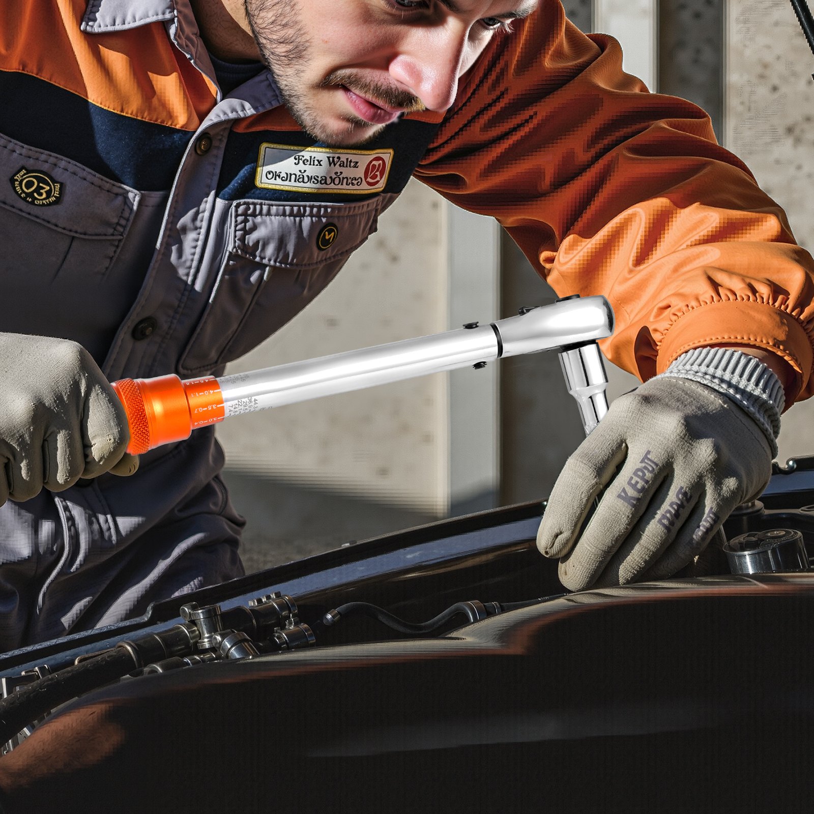 VEVOR Click Torque Wrench, 3/8 Inch Drive 5-60 Nm, Two-Way Torque Wrench with Sockets, Extension & Drill Bit, 72 Teeth ±3% High Precision Alloy Steel for Car Repair