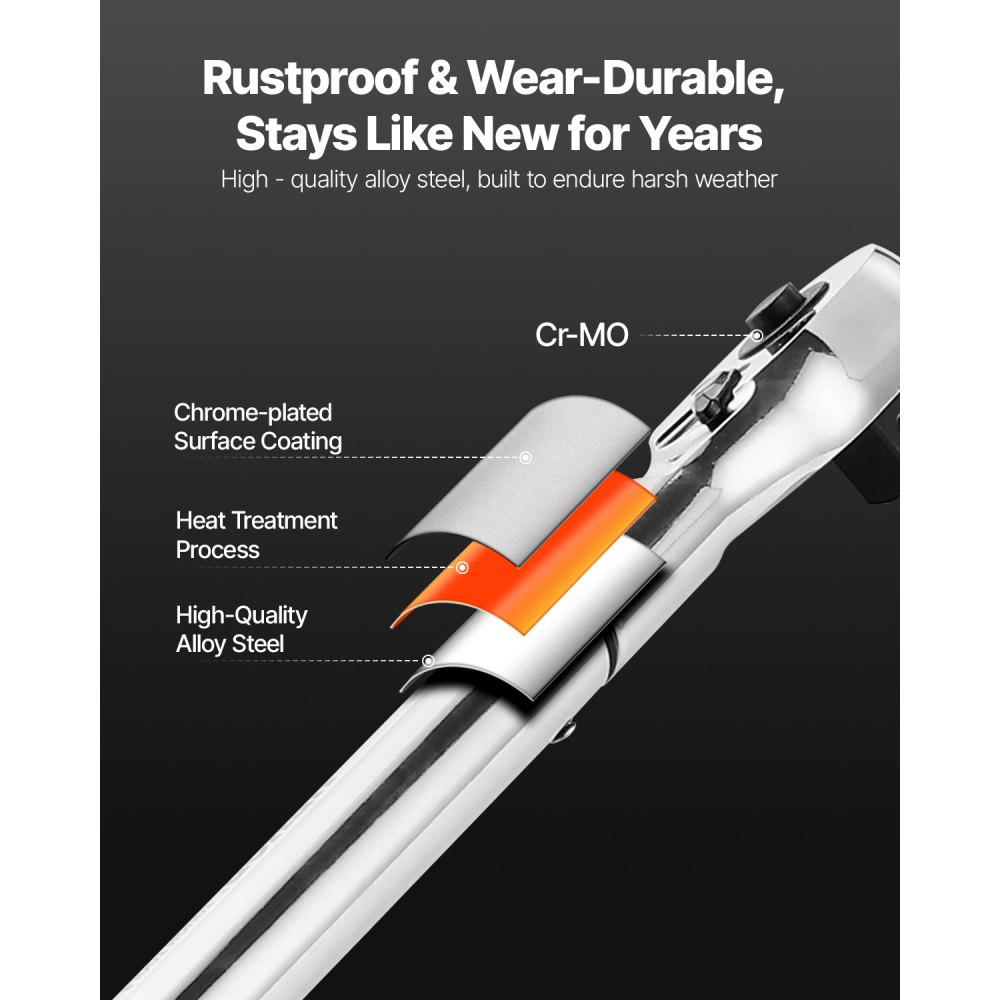 VEVOR Click Torque Wrench, 3/4 Inch Drive 136-814 Nm, Two-Way Torque Wrench Set with Dual-Range Scales, 48 Teeth ±3% High Precision Alloy Steel for Automotive Repair, Orange