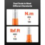 VEVOR Chiave Dinamometrica Clic, 100–600 lbf-ft e 136–814 N.m Set di Chiavi Dinamometriche Bidirezionali con Scale a Doppia Gamma, 48 Denti, Acciaio Legato, per Riparazione di Automobili