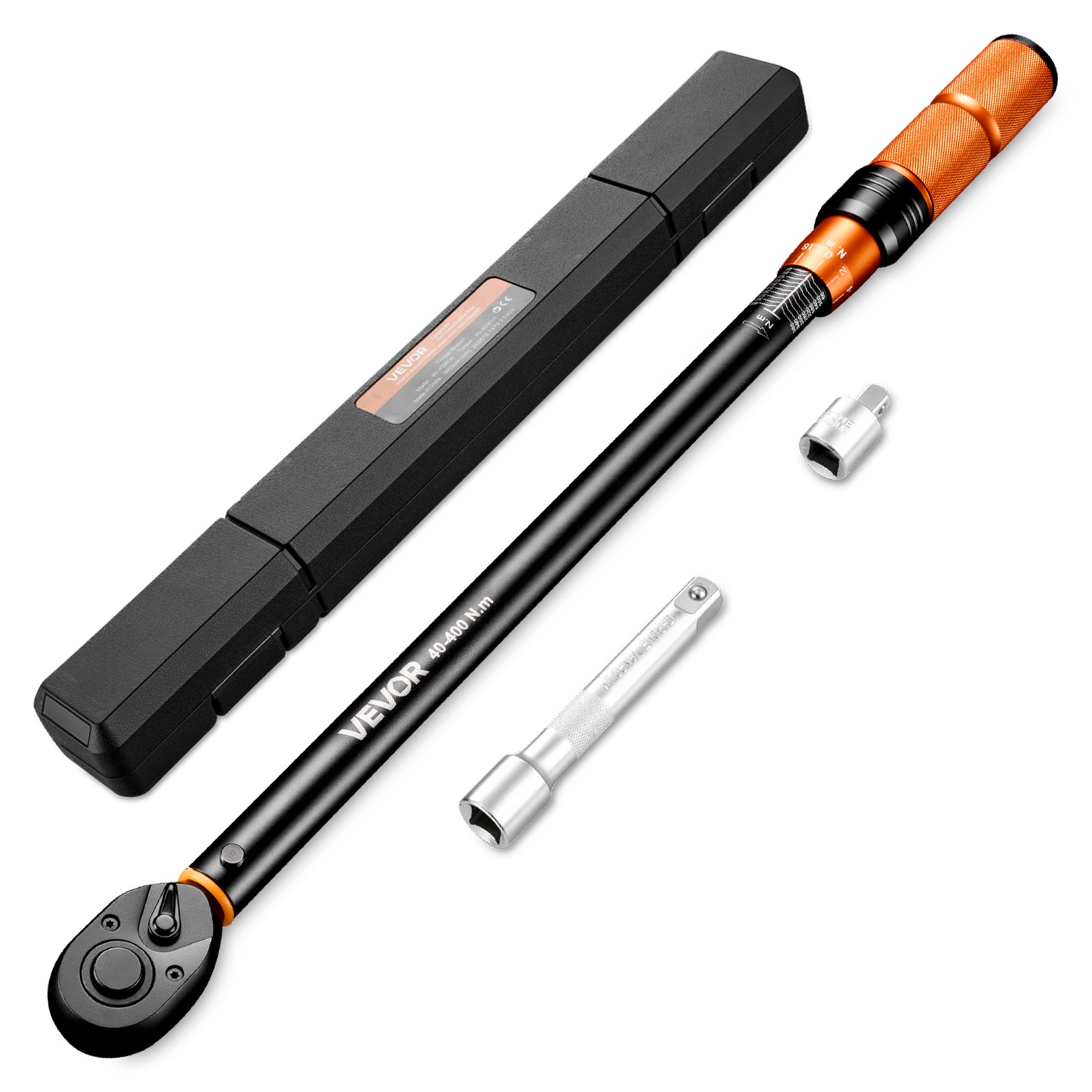 VEVOR Chiave Dinamometrica con Attacco da 1/2 Pollice, Cacciavite Meccanismo a Scatto, 29,4-294,1 lbf-ft ​​/ 40-400 Nm, Lettura Doppia Scala, con Prolunga Adattatore e Custodia, per Riparazioni Auto