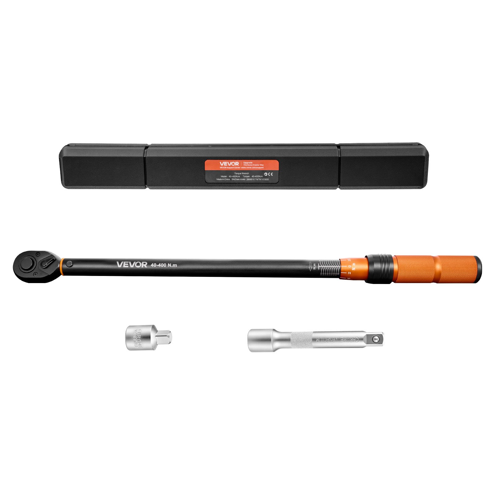 VEVOR Chiave Dinamometrica con Attacco da 1/2 Pollice, Cacciavite Meccanismo a Scatto, 29,4-294,1 lbf-ft ​​/ 40-400 Nm, Lettura Doppia Scala, con Prolunga Adattatore e Custodia, per Riparazioni Auto