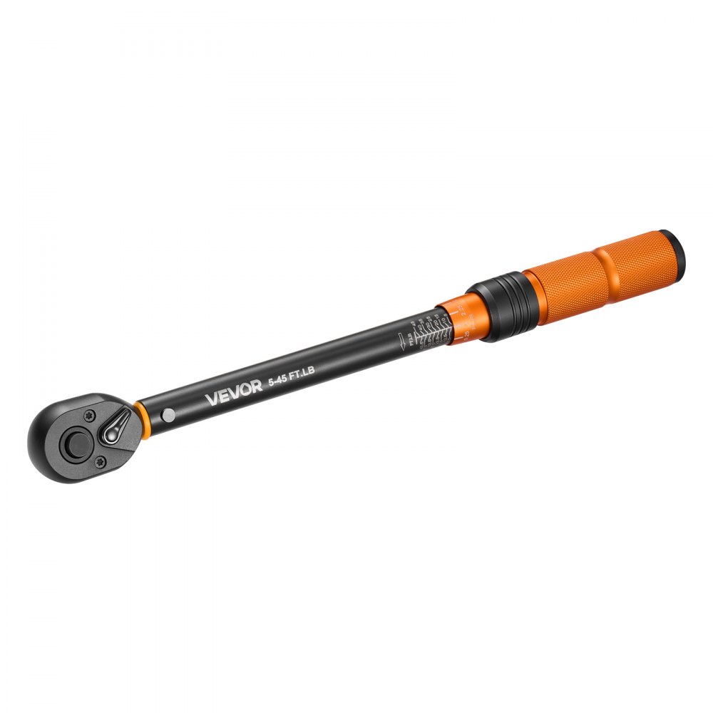 VEVOR Chiave Dinamometrica Attacco da 3/8 di Pollice a Click, Cacciavite Dinamometrica Doppia Scala Lettura 5-45 lbf-ft ​​/ 6,8-61,2 Nm, con Bussole Inserti Giunto Universale Prolunga Custodia, Auto