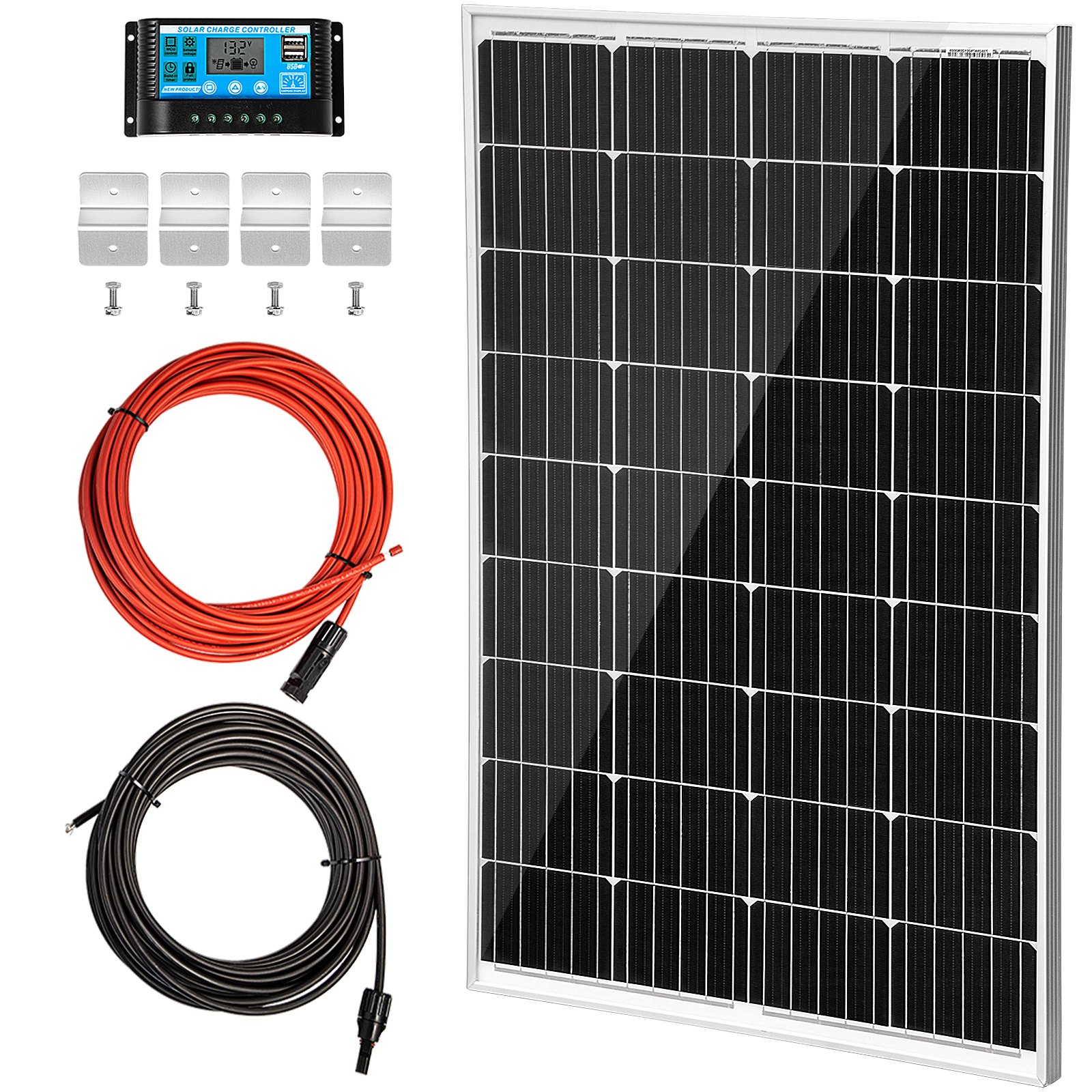 Vevor Kit Pannello Solare Regolatore Mono 1pz 100w Controller Di Carica 20a 12v