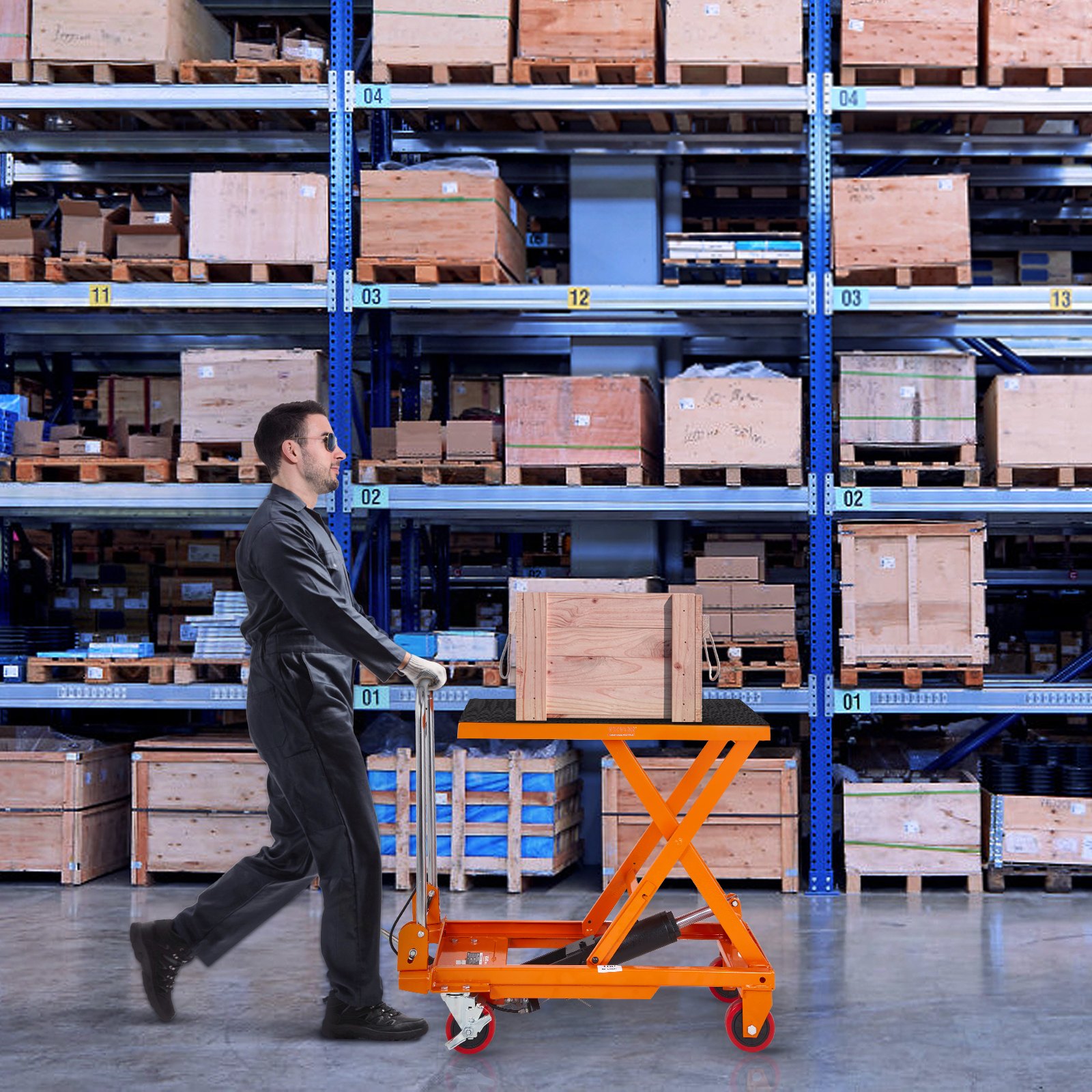 VEVOR Carrello Elevatore Idraulico, Capacità 150kg, Altezza di Sollevamento 220-720 mm, Piattaforma Elevatore Manuale a Forbice Singola con 4 Ruote Cuscinetto Antiscivolo, Carrello Idraulico a Forbice