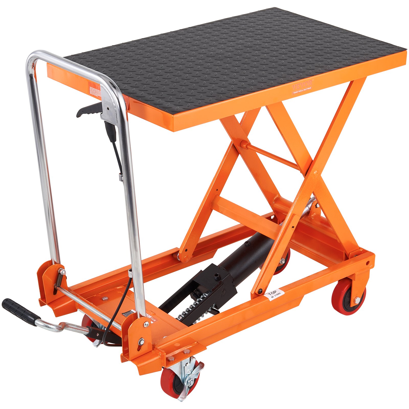 VEVOR Carrello Elevatore Idraulico, Capacità 150kg, Altezza di Sollevamento 220-720 mm, Piattaforma Elevatore Manuale a Forbice Singola con 4 Ruote Cuscinetto Antiscivolo, Carrello Idraulico a Forbice