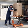VEVOR Carrello Elevatore Idraulico a Pantografo, Portata 500 kg, in Acciaio, Altezza di Sollevamento 900 mm, Forbice Singola Manuale, 4 Ruote e Manico Pieghevole, Ideale per Movimentazione Materiali