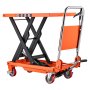VEVOR Carrello Elevatore Idraulico a Pantografo, Portata 350 kg in Acciaio, Altezza di Sollevamento 720 mm, Forbice Singola Manuale, 4 Ruote e Manico Pieghevole, Ideale per Movimentazione Materiali