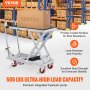 VEVOR Carrello elevatore idraulico, capacità 500 libbre, altezza di sollevamento 28,5", Tavolo elevatore manuale a forbice singola con 4 ruote e cuscinetto antiscivolo, Carrello idraulico a forbice pe