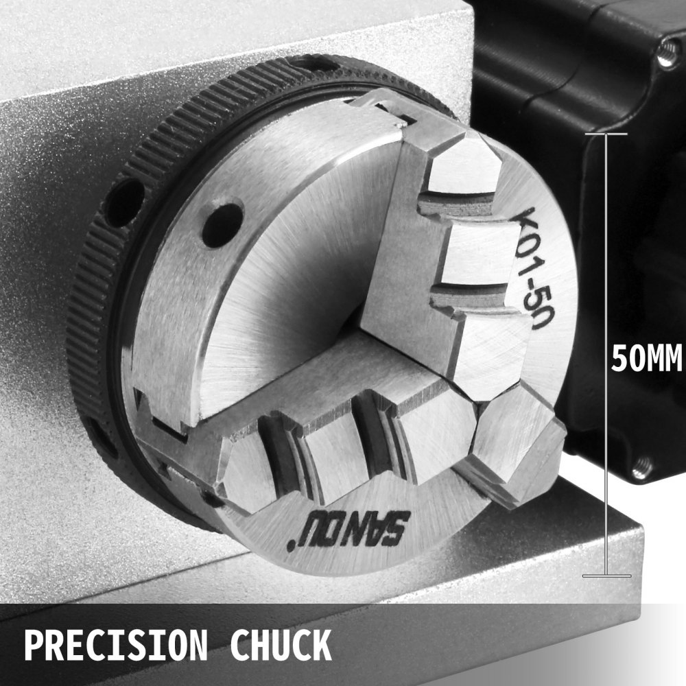 Asse Rotante Rotativo Del Cnc Router, Asse A, 4°asse, 3 Griffe Base Solida