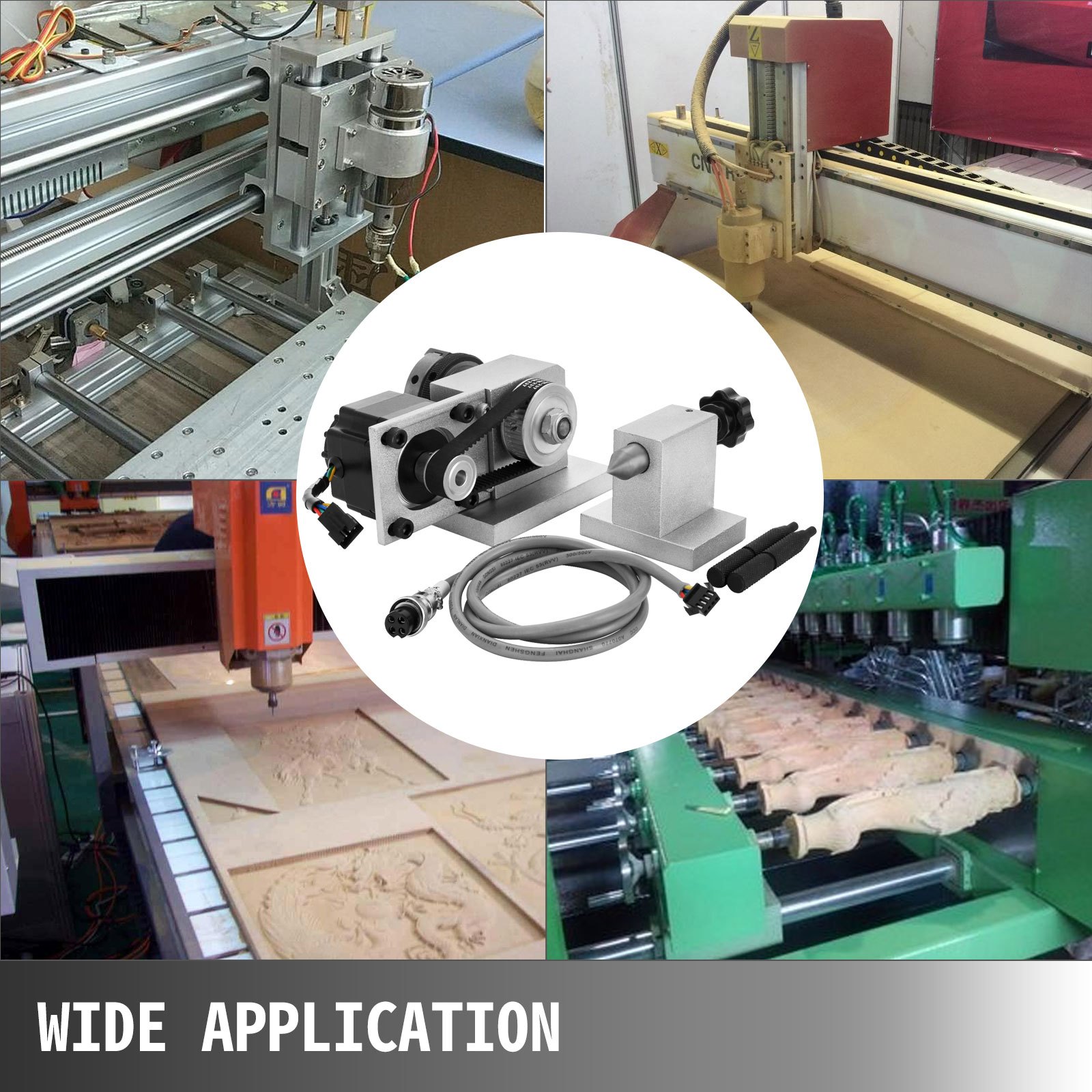 Asse Rotante Rotativo Del Cnc Router, Asse A, 4°asse, 3 Griffe Base Solida