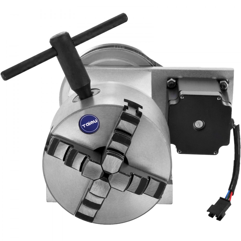 VEVOR Asse Rotativo di Rotazione CNC, 65 MM Altezza 115 mm Mandrino a 4 Griffe e 4 Contropunta Asse di Rotazione CNC 4° Asse, è Utilizzata nel Rotolo, nello Stigma, nel Bambù, in Forma Cilindrica, Curva