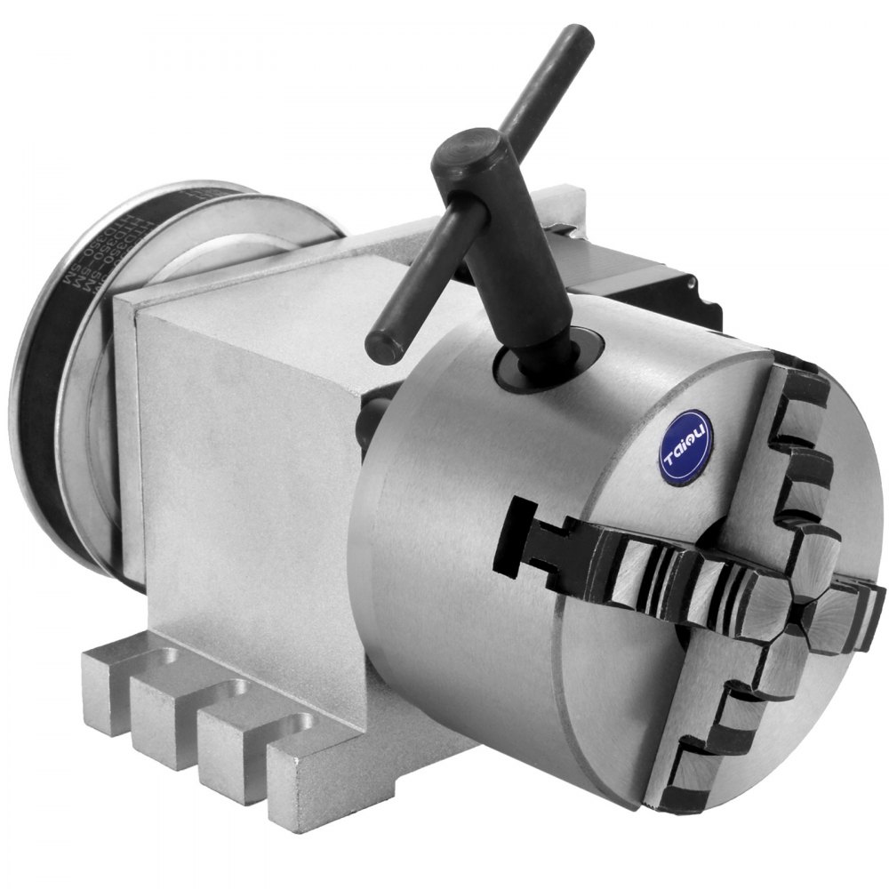 VEVOR Asse Rotativo di Rotazione CNC, 65 MM Altezza 115 mm Mandrino a 4 Griffe e 4 Contropunta Asse di Rotazione CNC 4° Asse, è Utilizzata nel Rotolo, nello Stigma, nel Bambù, in Forma Cilindrica, Curva
