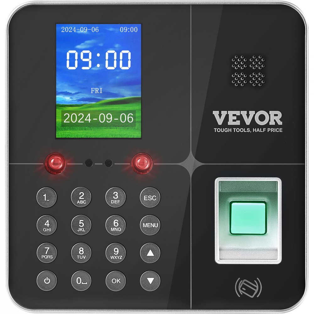 VEVOR Macchina Biometrica per Rilevazione delle Presenze dei Dipendenti con riconoscimento facciale, Impronta Digitale, Carte RFID e Immissione PIN, Orologio Biometrico Indipendente, Supporta 5 Lingue