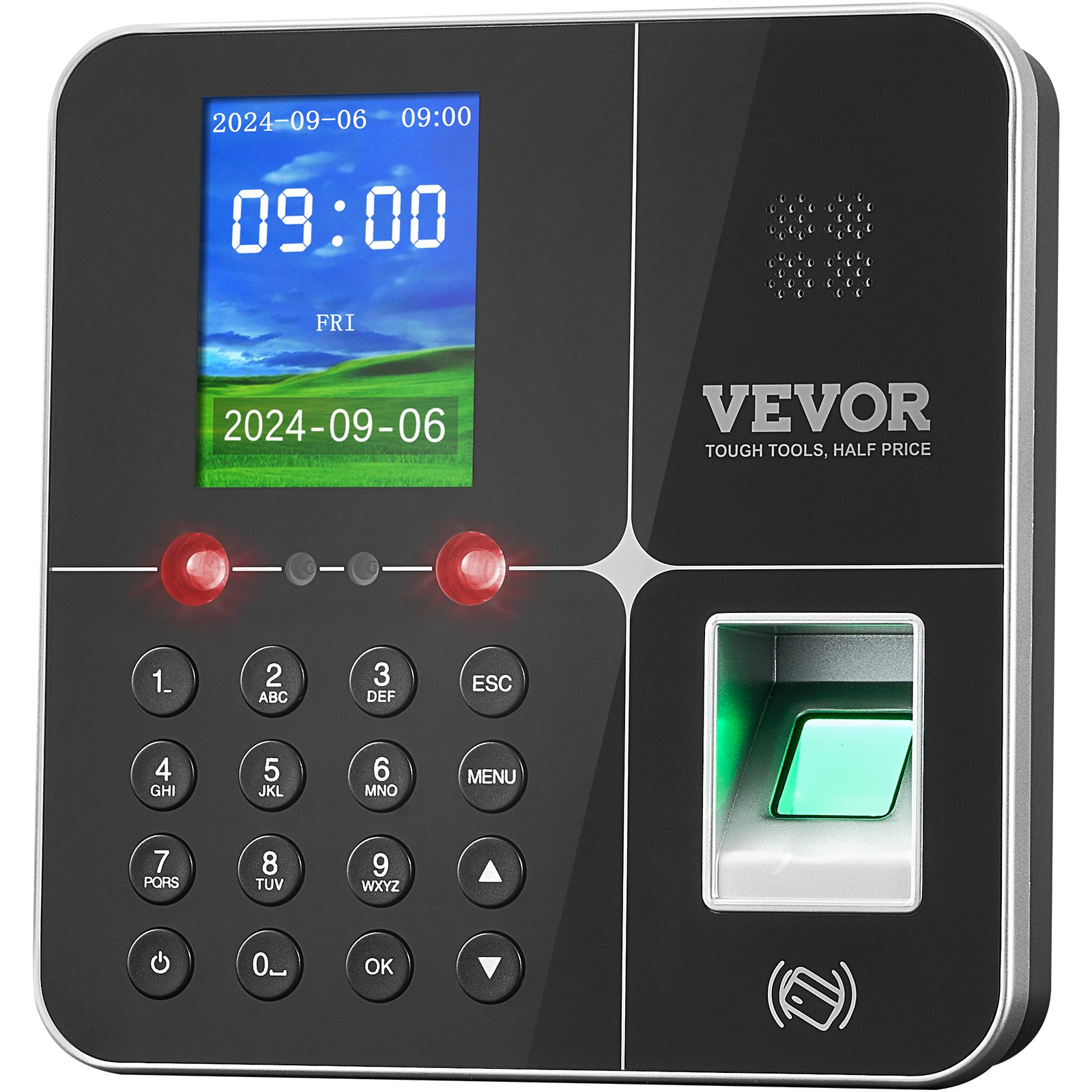 VEVOR Macchina Biometrica per Rilevazione delle Presenze dei Dipendenti con riconoscimento facciale, Impronta Digitale, Carte RFID e Immissione PIN, Orologio Biometrico Indipendente, Supporta 5 Lingue