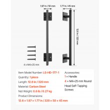 VEVOR Maniglia per Porta da Fienile, Maniglia per Cancello di Recinzione Rustica da 320 mm, Rivestimento Antiruggine, per Cancelli Esterni in Acciaio al Carbonio, per Porte Scorrevoli in Metallo