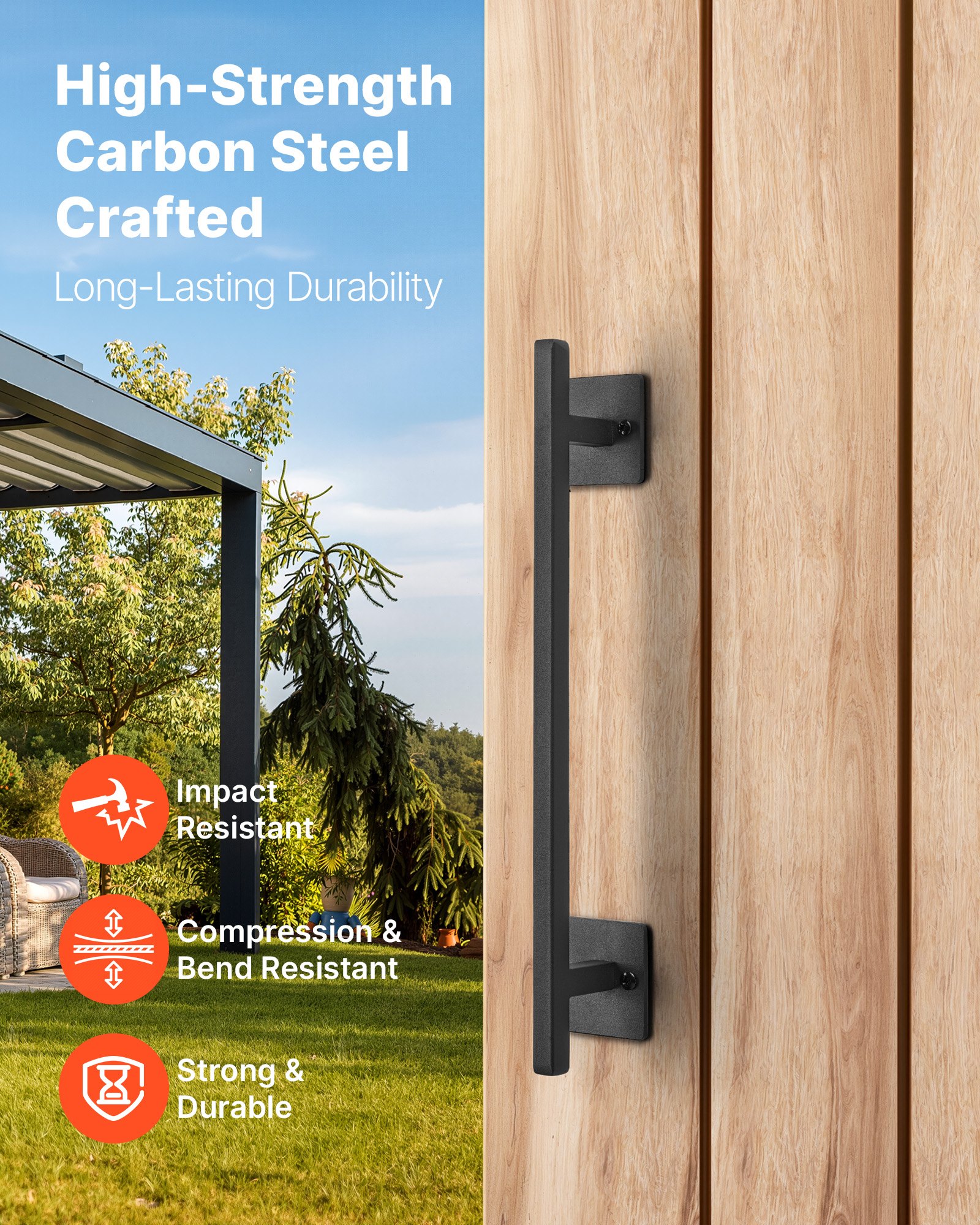 VEVOR Maniglia per Porta da Fienile, Maniglia per Cancello di Recinzione Rustica da 320 mm 2 Pezzi, Rivestimento Antiruggine, Maniglie in Acciaio al Carbonio, per Porte Scorrevoli in Metallo