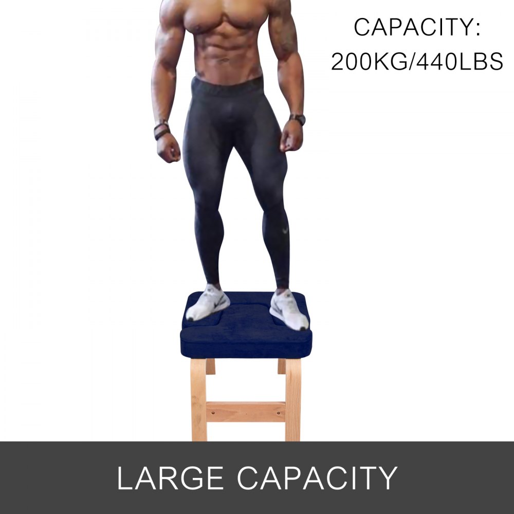 VEVOR Sedia per Inversione Yoga 47x44x65cm Sedia per Yoga 200kg Sedia per Testa Yoga Headstand Sgabello per Yoga a Forma di H Colore Blu Scuro