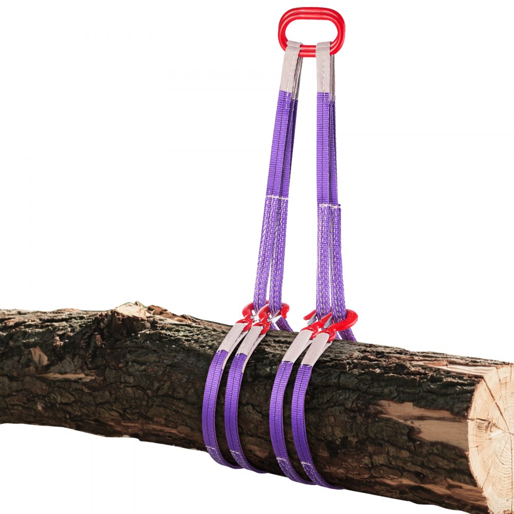 VEVOR Cinghia di Sollevamento a Banda, 2 Pezzi Set di Cinghie di Sollevamento con Fibbia in Poliestere a Due Gambe con Ganci, Capacità di 2 T 150 cm, Cinghie di Fettuccia per Motori, Gru