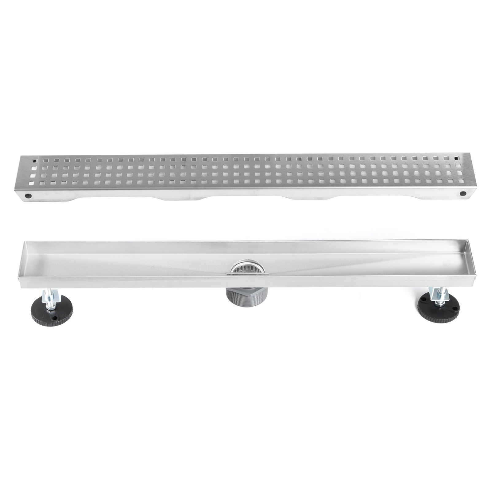 VEVOR Canalina di Scarico, 24 x 2,75 Pollici Capacità di Flusso 30 L al Minuto Lineare Griglia di Drenaggio in Acciaio Inossidabile, è Adatto per Cucine, Bagni, Garage, Scantinati, Servizi Igienici