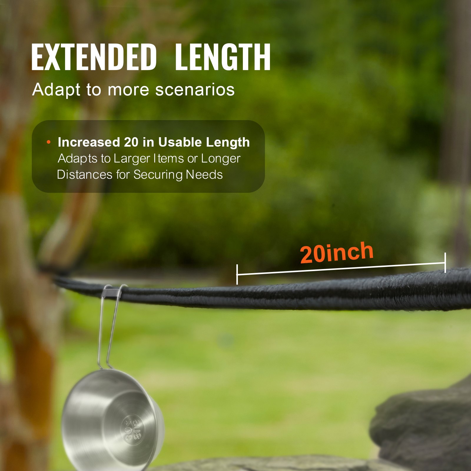 VEVOR Corda Elastica, Diametro della Corda da 6 mm Cinghie Elastiche Resistenti, Bobina 36 m, Corda Elastica Carico Massimo di 24 kg per Carichi, Teloni, Campeggio, Ponte per kayak, Artigianato, Nero