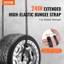VEVOR Corda Elastica Piatta, Cinghie Elastiche Resistenti da 20 mm con Ganci a S in Acciaio, Corda Elastica da 610 mm per Carichi, Teloni, Camion e Tende, Corda Elastica Piatta, Nero 10 Pezzi