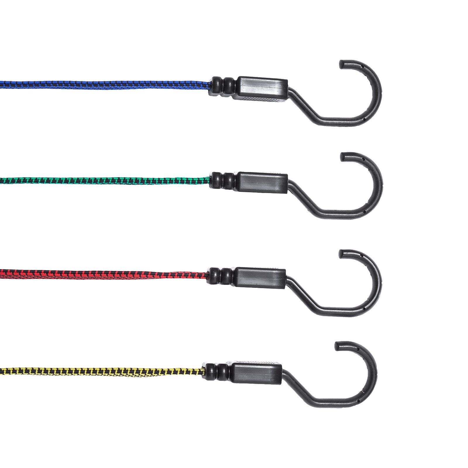 VEVOR Set di Corde Elastiche Piatte 32 Pezzi, Cinghie Elastiche Resistenti 17 mm con Ganci a J in Acciaio A3, Include Corde Elastiche da 0,5 m 0,9 m 1,2 m 1,6 m 2 m con Borsa Portaoggetti Portatile