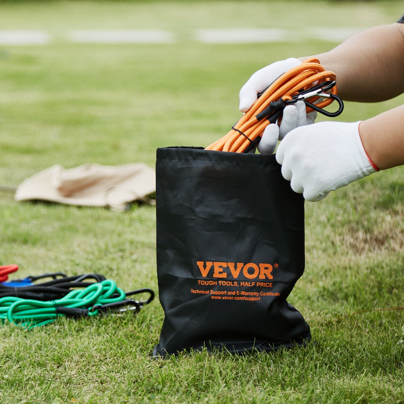 VEVOR 30 Pezzi Assortimento di Corde Elastiche, Cinghie Elastiche Resistenti 8 mm con Moschettoni Acciaio A3, Include 25/46/61/91/122/152/183 cm, Borsa Portaoggetti, 6 Clip e Fascette Baldacchino