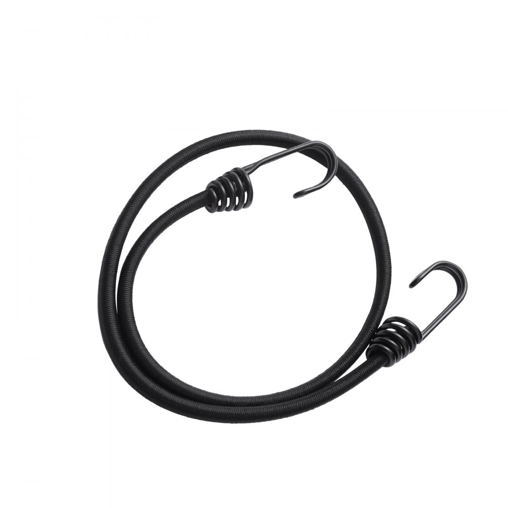 VEVOR Corde Elastiche con Ganci in Acciaio A3, Cinghie Elastiche Resistenti da 0,8 m Set di Corde Elastiche da 8 mm Carico Massimo di 25 kg per Campeggio, Teloni, Motociclette, Tende, Nero, 12 Pezzi