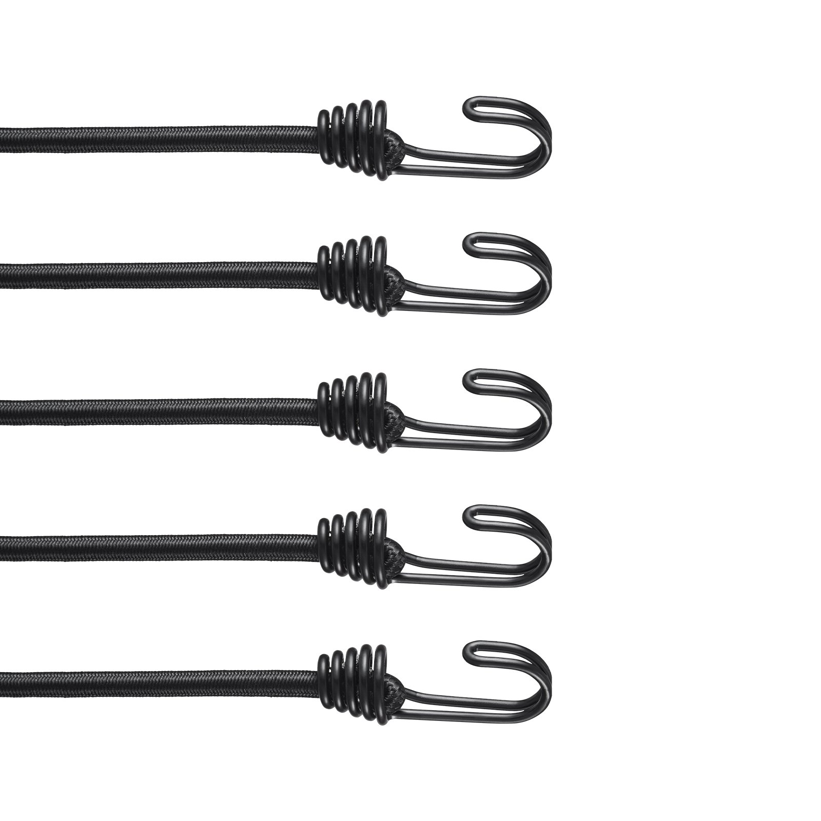 VEVOR Corde Elastiche con Ganci in Acciaio A3, Cinghie Elastiche Resistenti da 0,8 m Set di Corde Elastiche da 8 mm Carico Massimo di 25 kg per Campeggio, Teloni, Motociclette, Tende, Nero, 12 Pezzi