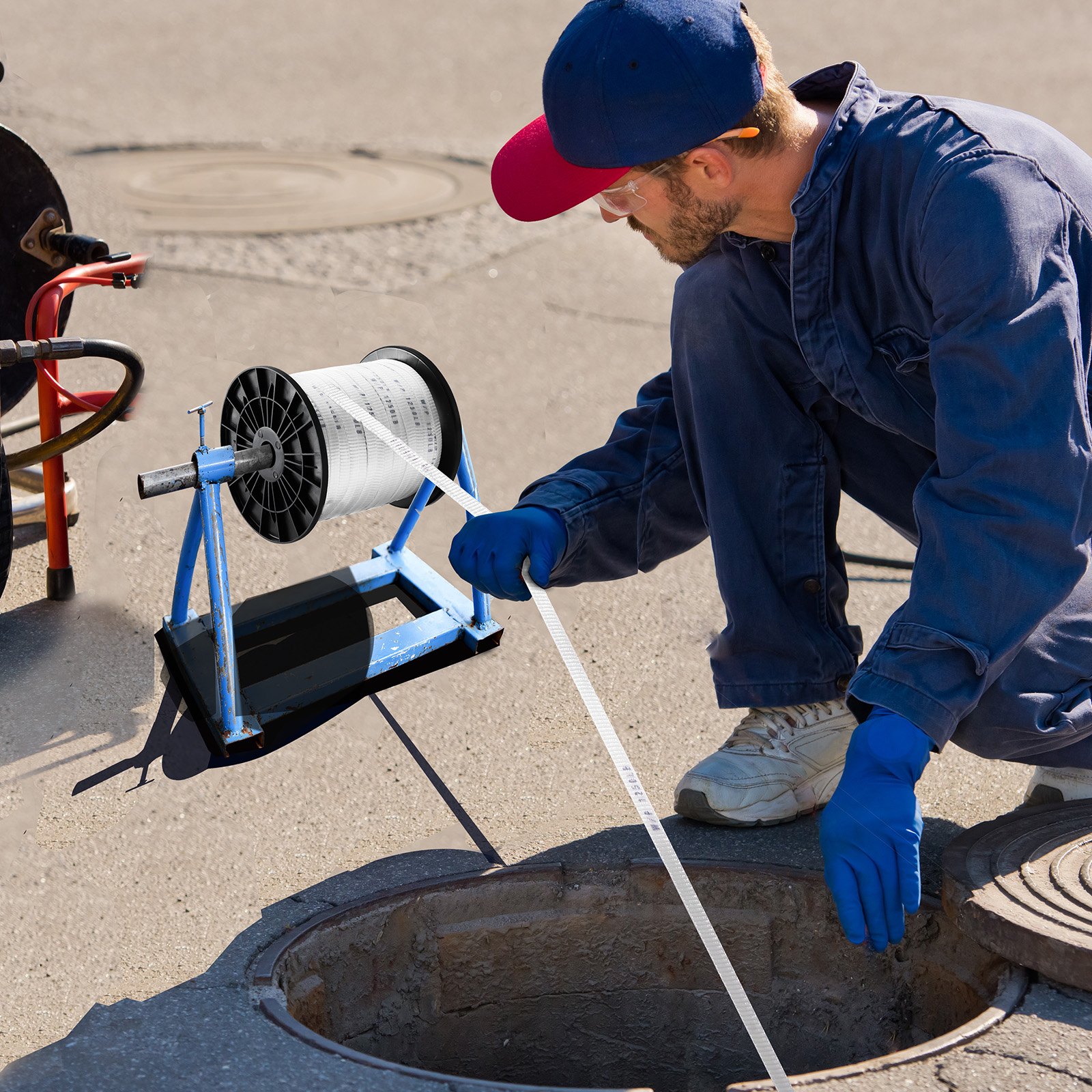 VEVOR Nastro da tirare in poliestere, Corda piatta da 1/2" x 528', Capacità di trazione di 1250 lbf, Nastro tiracavi stampato per imballaggi, Giardinaggio, Elettrico commerciale, Condutture, Bianco