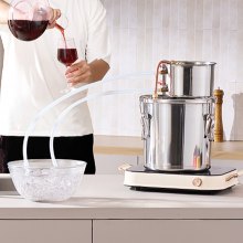 VEVOR Distillatore di Alcol da 11,4 L Distillatore di Alcol Acqua in Acciaio Inox con Bobina di Rame, Kit di Fermentazione per Raffinazione Birra Fatta in Casa con Termometro, per Vino, Argento
