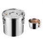 VEVOR Distillatore di Alcol, Distillatore Acqua in Acciaio Inox da 19 L con Bobina di Rame, Kit di Fermentazione per Raffinazione Birra Fatta in Casa con Termometro e Pompa per Bevande Alcoliche