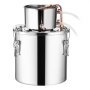 VEVOR Distillatore di Alcol, Distillatore Acqua in Acciaio Inox da 19 L con Bobina di Rame, Kit di Fermentazione per Raffinazione Birra Fatta in Casa con Termometro e Pompa per Bevande Alcoliche