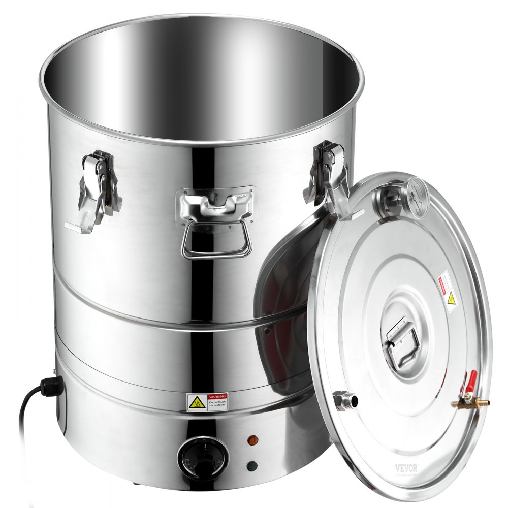 VEVOR Water Alcohol Distiller 30 L Distillation System 1800 W Stainless Steel Spirits Distilling Equipment Complete Set Included, for end products fruit wines, whiskey, schnapps, champagne, vodka etc.