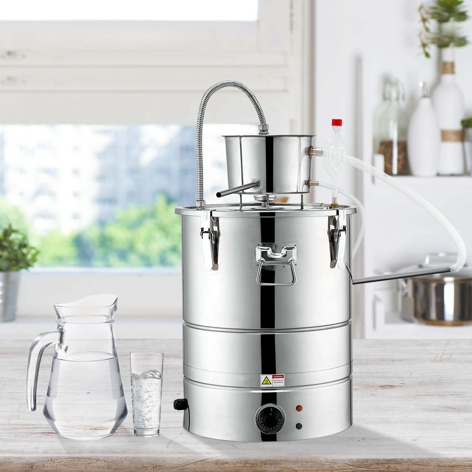 VEVOR Water Alcohol Distiller 30 L Distillation System 1800 W Stainless Steel Spirits Distilling Equipment Complete Set Included, for end products fruit wines, whiskey, schnapps, champagne, vodka etc.
