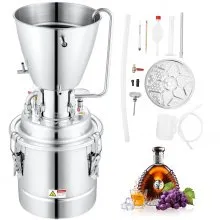 VEVOR Distillatore Alcol con Pompa d'Acqua per Uso Domestico in Acciaio Inox da 70L, Alambicco Distillatore per Vino Liquore Grappa a Casa Uso Domestico con Pompa d'Acqua, Kit per Distillazione Alcol