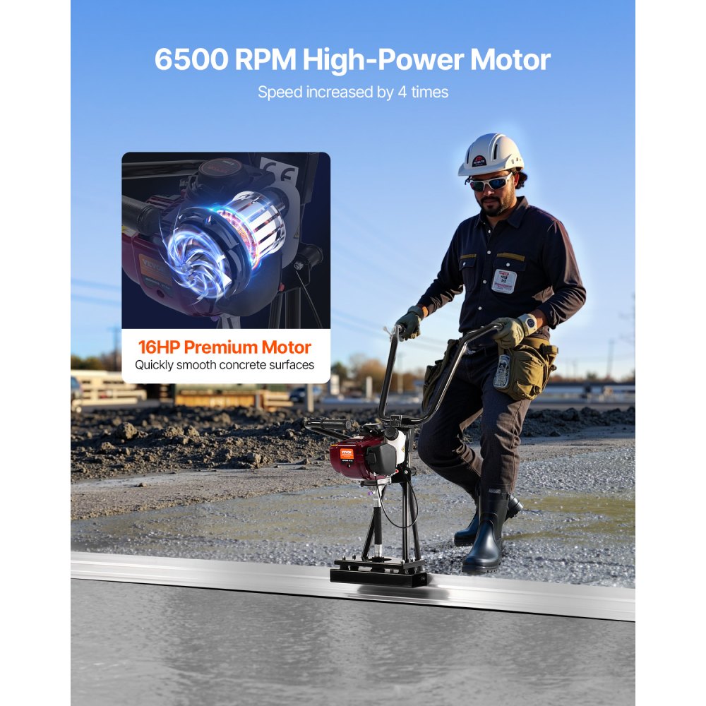 VEVOR Electric Concrete Distributor made of aluminum, 3.36m, tool for leveling and finishing concrete screeds, 4-stroke vibration motor, height-adjustable handles, high efficiency, 6500 rpm