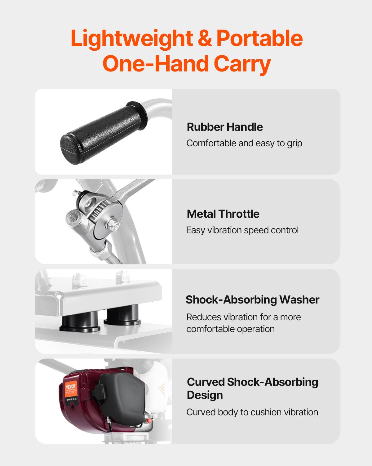 VEVOR Massetto Potenza in Calcestruzzo, Set di Barre Dritte in Alluminio 3360x134x84 mm, Motore Vibrante per Finitura Cemento a 4 Tempi con Maniglie Regolabili, Utensile Calcestruzzo