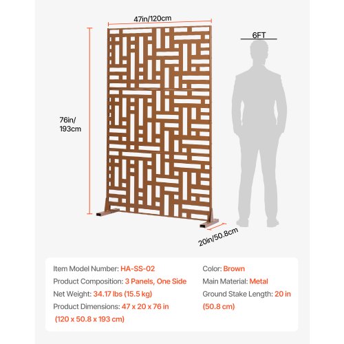 Schermo privacy per esterni, autoportante, 1,2 m di larghezza x 1,8 m di altezza, con rivestimento in PE, tubi in acciaio e pannelli decorativi per patio, giardino, cortile Schermo privacy per esterni, autoportante, 1,2 m di larghezza x 1,8 m di altezza, con rivestimento in PE, tubi in acciaio e pannelli decorativi per patio, giardino, cortile