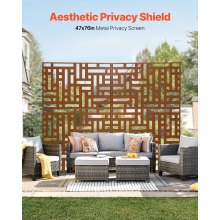 VEVOR Pannelli per Privacy in Metallo 120x50,8x193 cm Schermi Pannelli per Privacy all'Aperto, Fendivista Divisorio per Esterno Indipendente, Recinzione Decorativa 3 Schermi da Giardino, Marrone