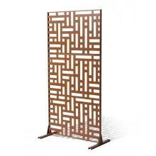 VEVOR Pannelli per Privacy in Metallo 120x50,8x193 cm Schermi Pannelli per Privacy all'Aperto, Fendivista Divisorio per Esterno Indipendente, Recinzione Decorativa 3 Schermi da Giardino, Marrone