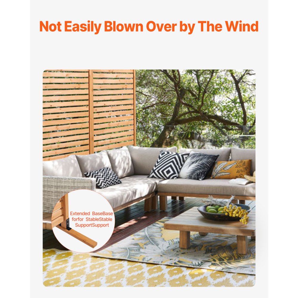 VEVOR Pannello Divisorio in Legno per Privacy, pannello con Supporto, Pannello Decorativo per Privacy del Patio, Divisorio per Esterni per Balcone, Patio, Prato,Giardino 91 x 6,3 x 187 cm