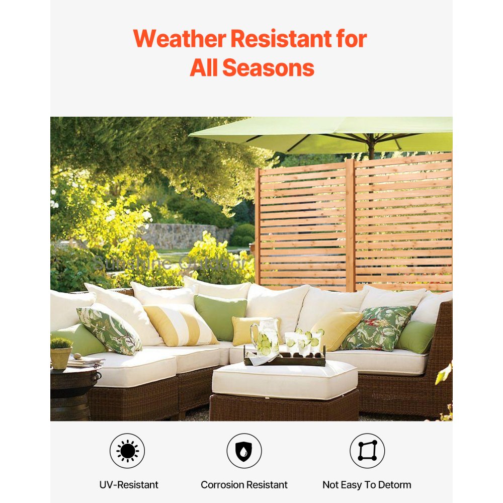 VEVOR Pannello Divisorio in Legno per Privacy, pannello con Supporto, Pannello Decorativo per Privacy del Patio, Divisorio per Esterni per Balcone, Patio, Prato,Giardino 91 x 6,3 x 187 cm