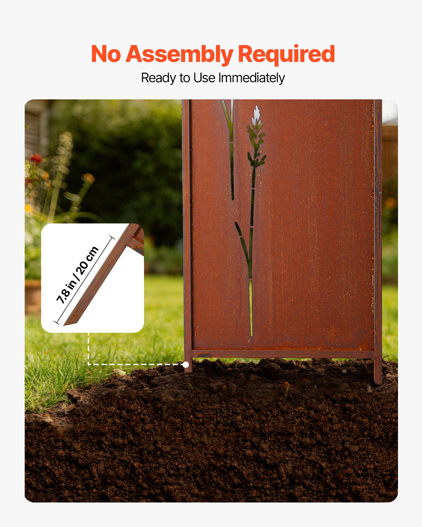 VEVOR Set di Pannelli Divisori per Privacy in Metallo 50 x 160 cm 4 pz, Divisorio Decorativo Autoportante per Privacy da Giardino Cortile Piscina Balcone in Acciaio al Carbonio, Schermo Recinzione